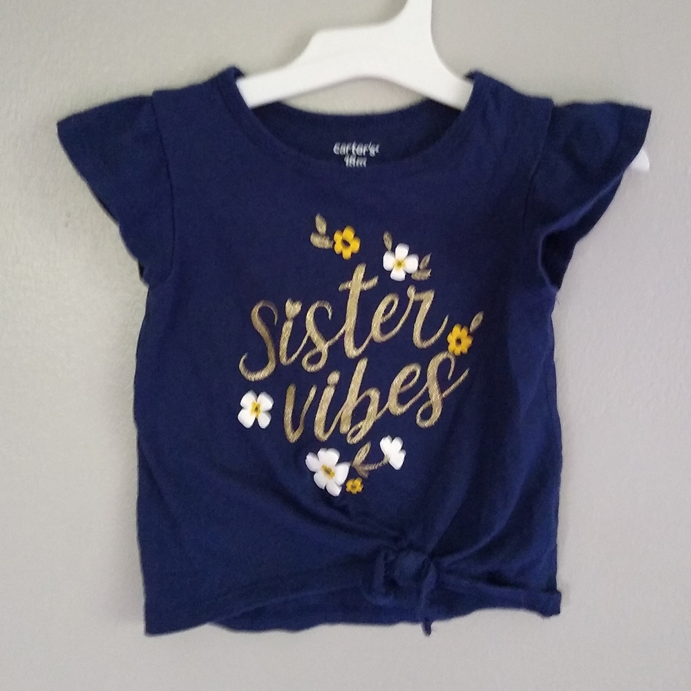 Carter's Sister Vibes Front Tie Shirt Size 18m